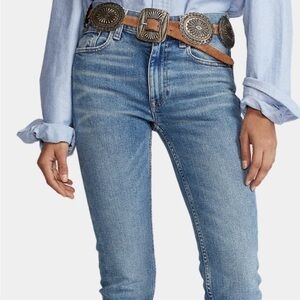 POLO RALPH LAUREN NWT The Tompkins Skinny Mid Rise Crop Blue Jeans‎ Women's 34
